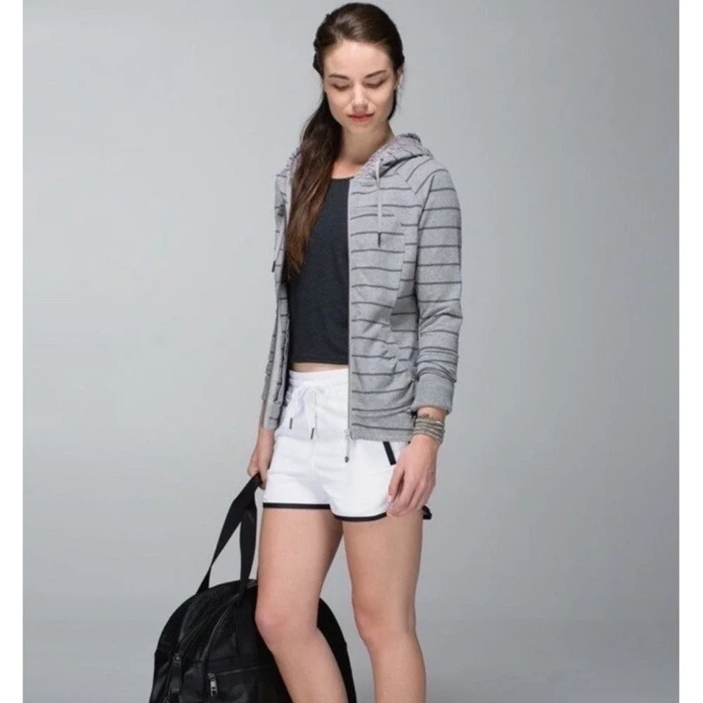 LULULEMON CAYMAN STRIPE HEATHERED GREY MOVEMENT JACKET Size 8